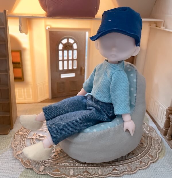 ミニチュア 背もたれ付きビーズ風クッション ぬい用