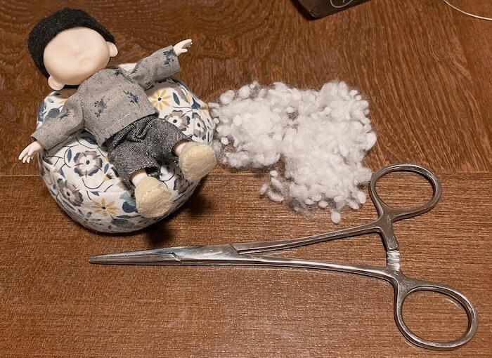 ぬい用クッション わたの量を調整する